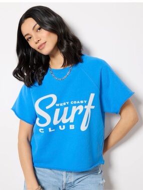 Blue "Surf Club" Short Sleeve Top Retrobrand Los Angeles